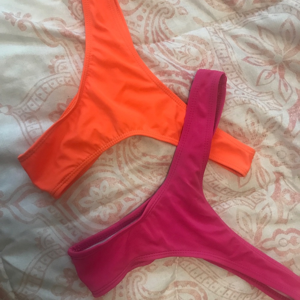 neon orange & pink cheeky bikini bottoms